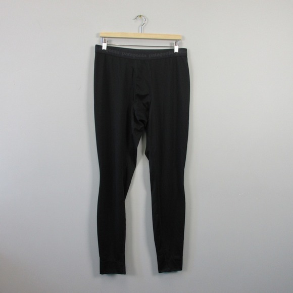 Patagonia Capilene Midweight Baselayer Bottoms Men L Black Stretch Outdoor 210 - Picture 1 of 12